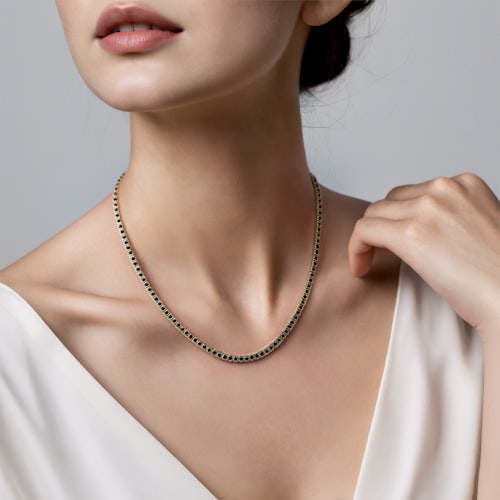 Naszyjnik tenisowy Luminy 2,5mm: złoto, czarne diamenty